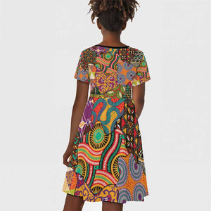 Traditional Ethnic African Vintage Motifs Kid Short Sleeve Dress