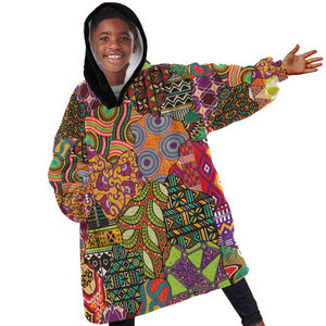 Traditional Ethnic African Vintage Motifs Kid Wearable Blanket Hoodie