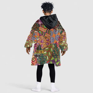 Traditional Ethnic African Vintage Motifs Kid Wearable Blanket Hoodie