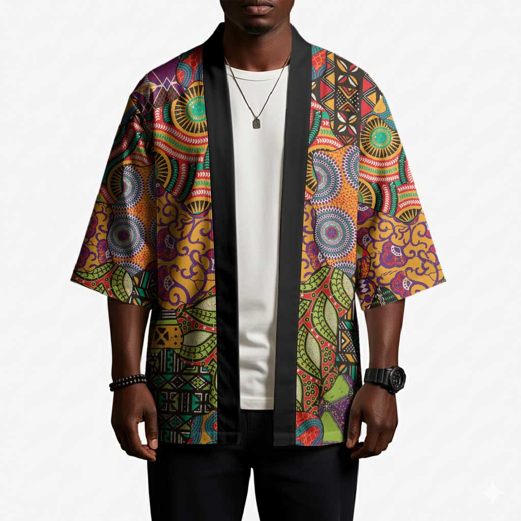 Traditional Ethnic African Vintage Motifs Kimono