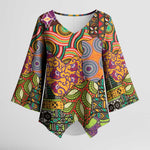 Traditional Ethnic African Vintage Motifs Kimono Sleeve Blouse