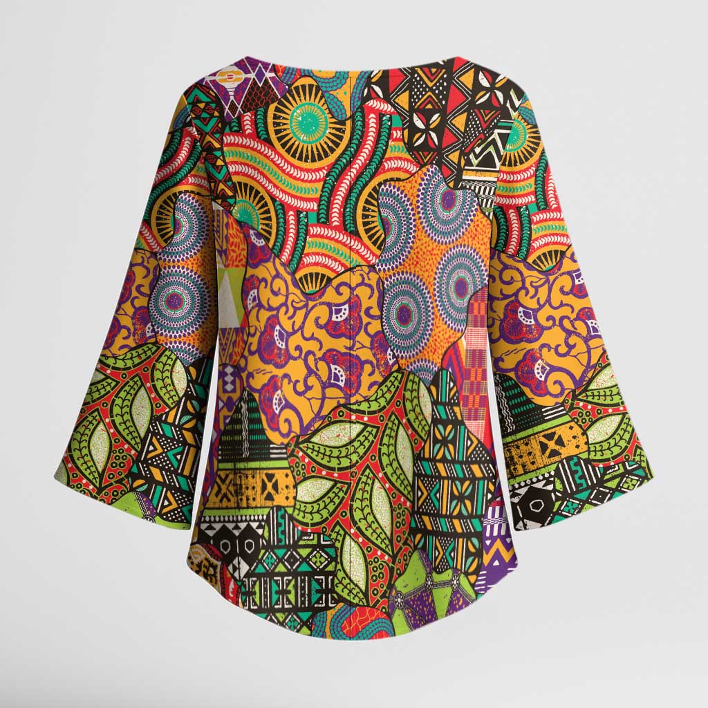 Traditional Ethnic African Vintage Motifs Kimono Sleeve Blouse