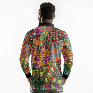 Traditional Ethnic African Vintage Motifs Long Sleeve Polo Shirt