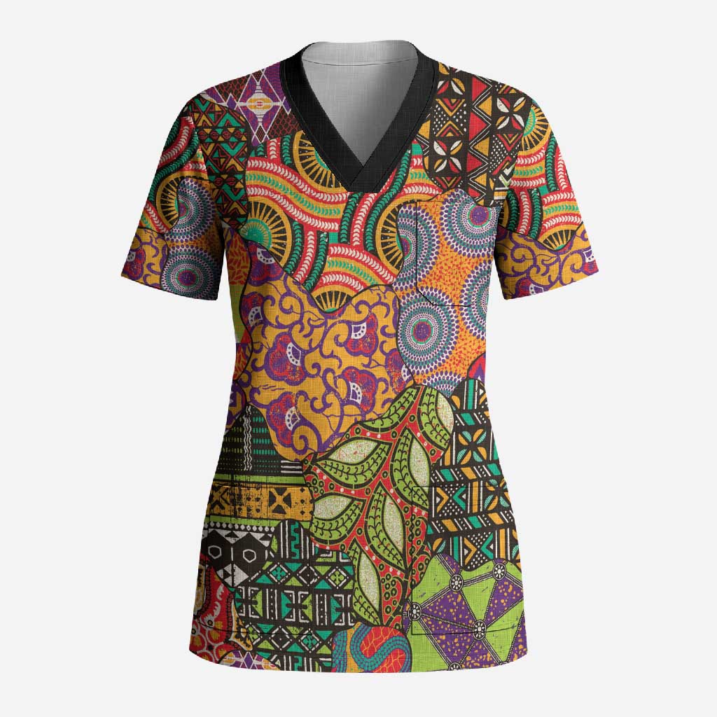 Traditional Ethnic African Vintage Motifs Scrub Top