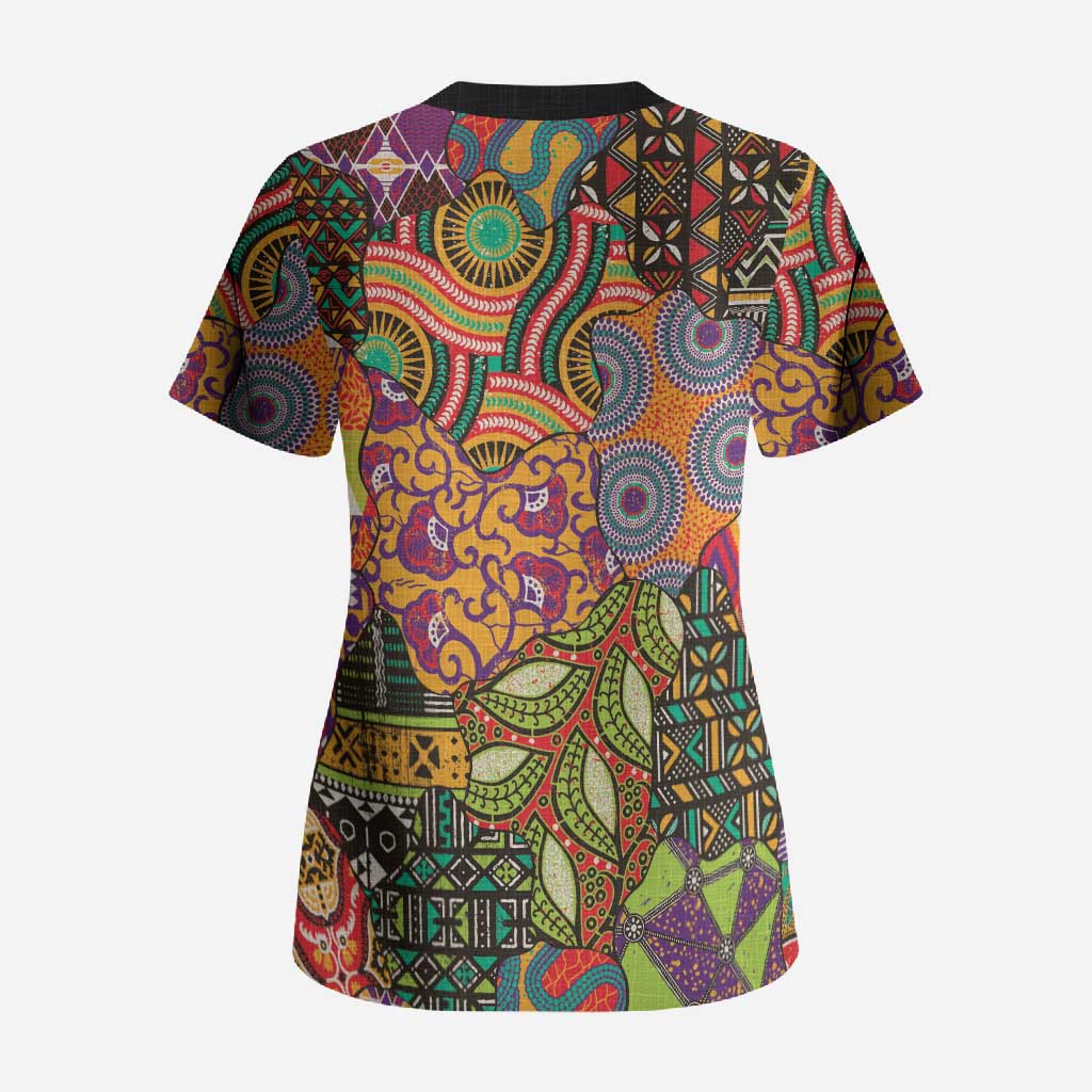 Traditional Ethnic African Vintage Motifs Scrub Top