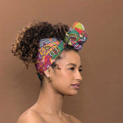 Traditional Ethnic African Vintage Motifs Simple Headwrap