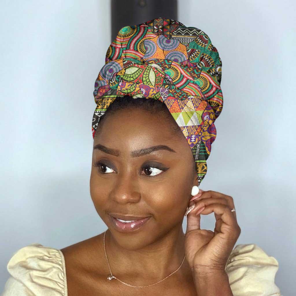 Traditional Ethnic African Vintage Motifs Simple Headwrap