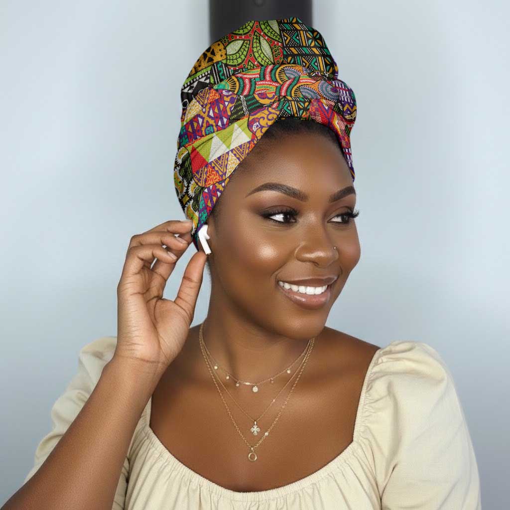 Traditional Ethnic African Vintage Motifs Simple Headwrap