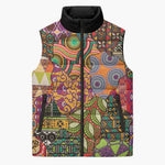 Traditional Ethnic African Vintage Motifs Sleeveless Puffer Jacket
