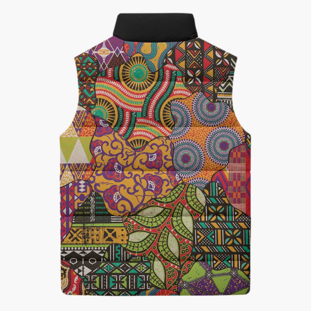 Traditional Ethnic African Vintage Motifs Sleeveless Puffer Jacket