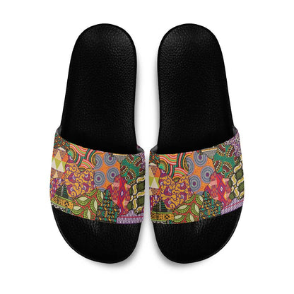 Traditional Ethnic African Vintage Motifs Slide Sandals