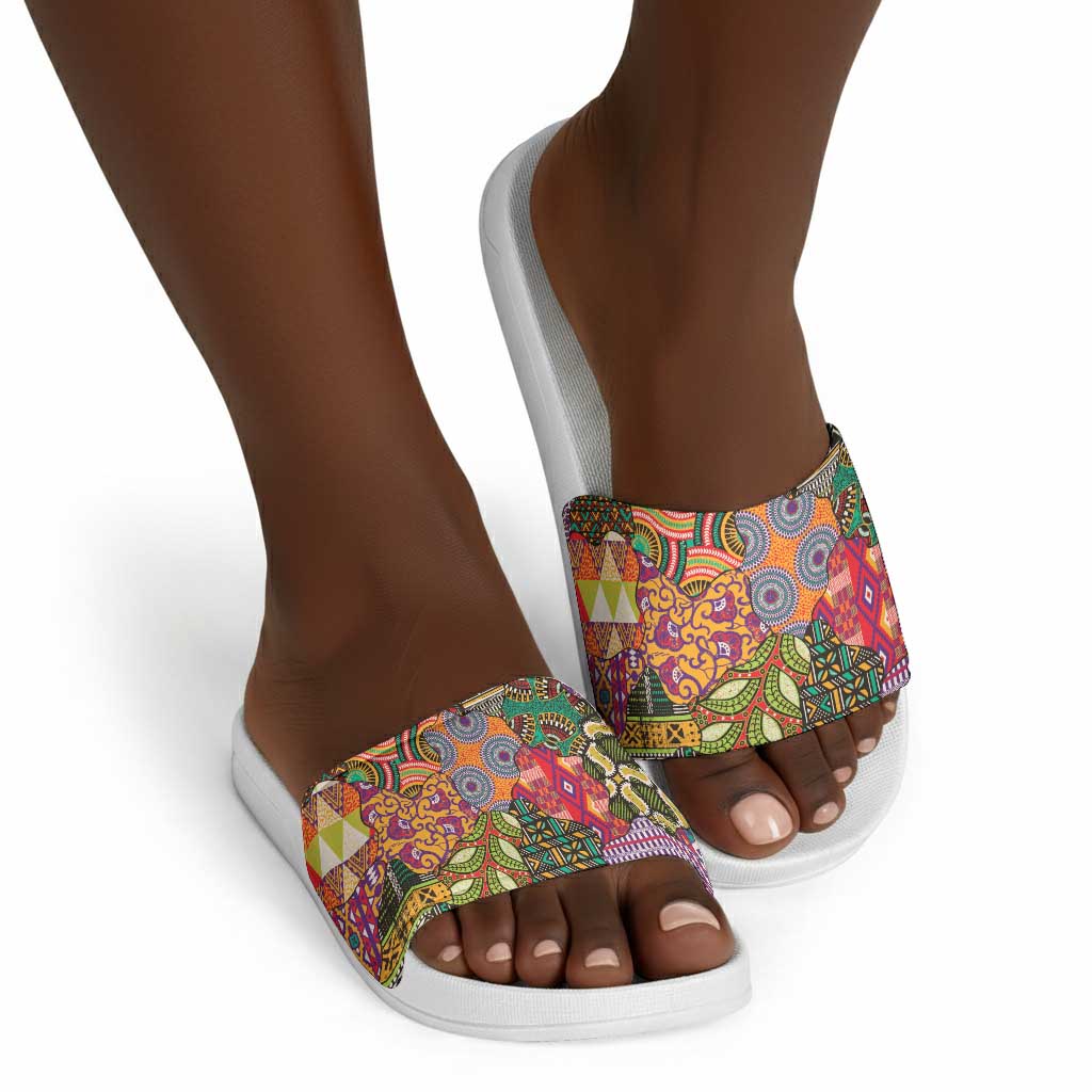 Traditional Ethnic African Vintage Motifs Slide Sandals