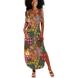 Traditional Ethnic African Vintage Motifs Summer Maxi Dress