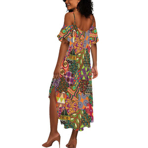 Traditional Ethnic African Vintage Motifs Summer Maxi Dress