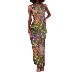 Traditional Ethnic African Vintage Motifs Tank Maxi Dress