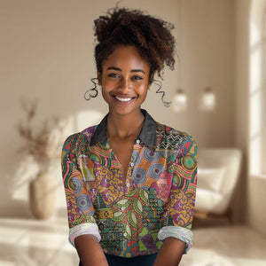 Traditional Ethnic African Vintage Motifs Women Casual Shirt