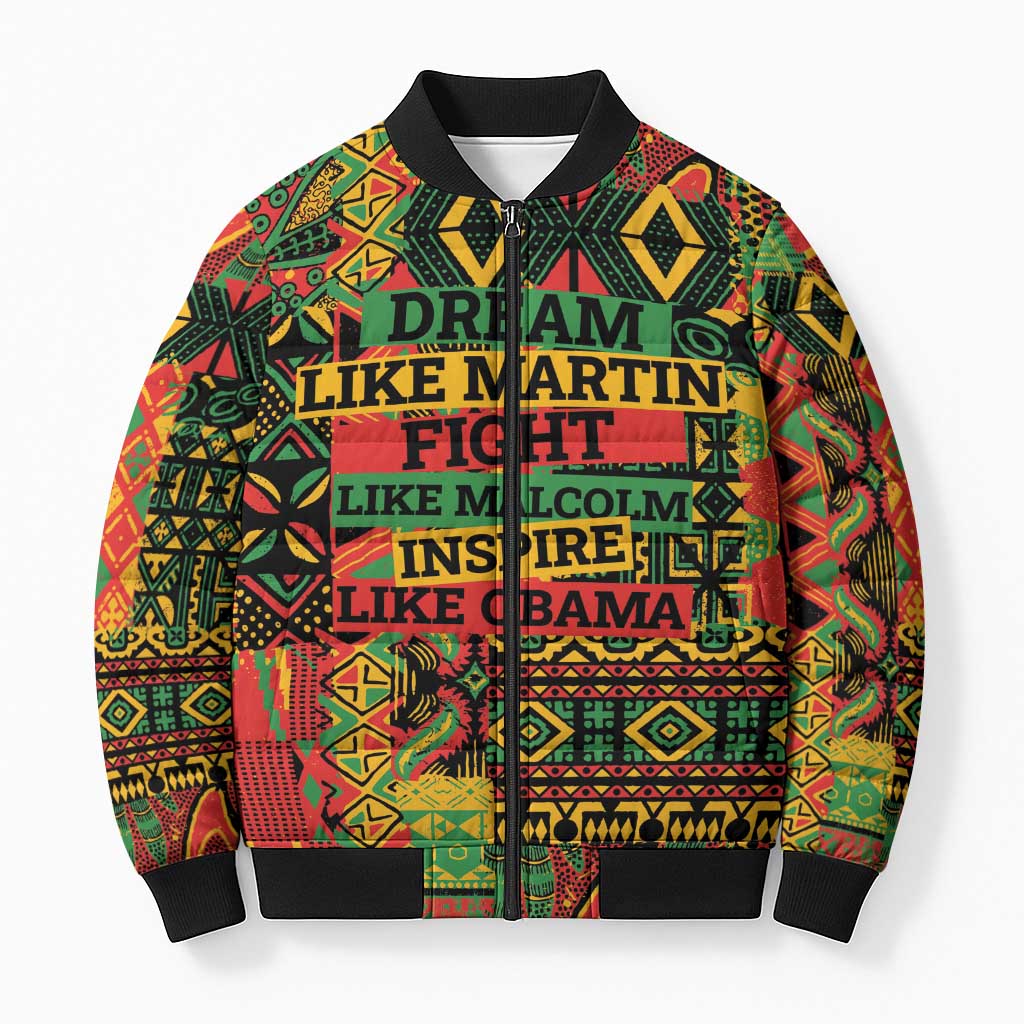 Black History Black Month Dream Like Bomber Puffer Jacket
