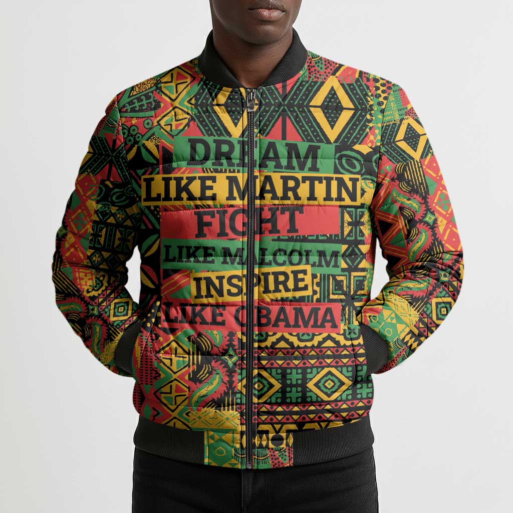 Black History Black Month Dream Like Bomber Puffer Jacket