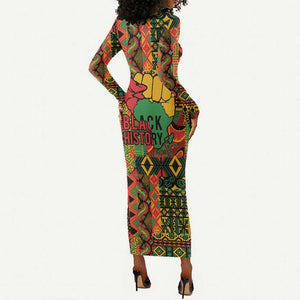 Black History Black Month Dream Like Long Sleeve Bodycon Dress