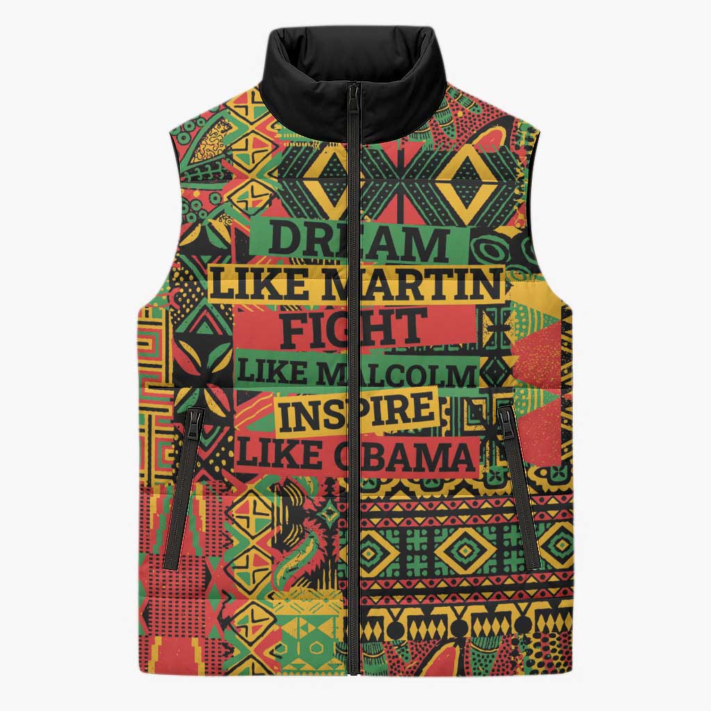 Black History Black Month Dream Like Sleeveless Puffer Jacket