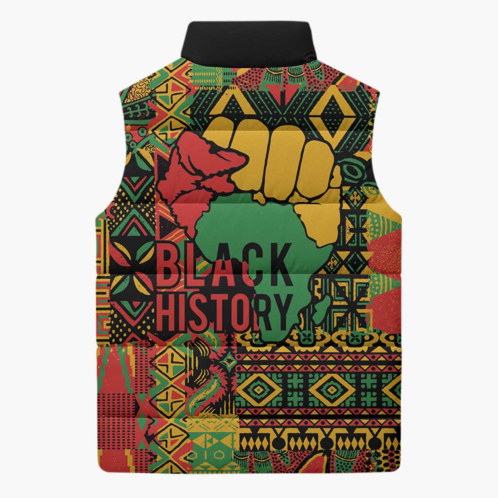 Black History Black Month Dream Like Sleeveless Puffer Jacket