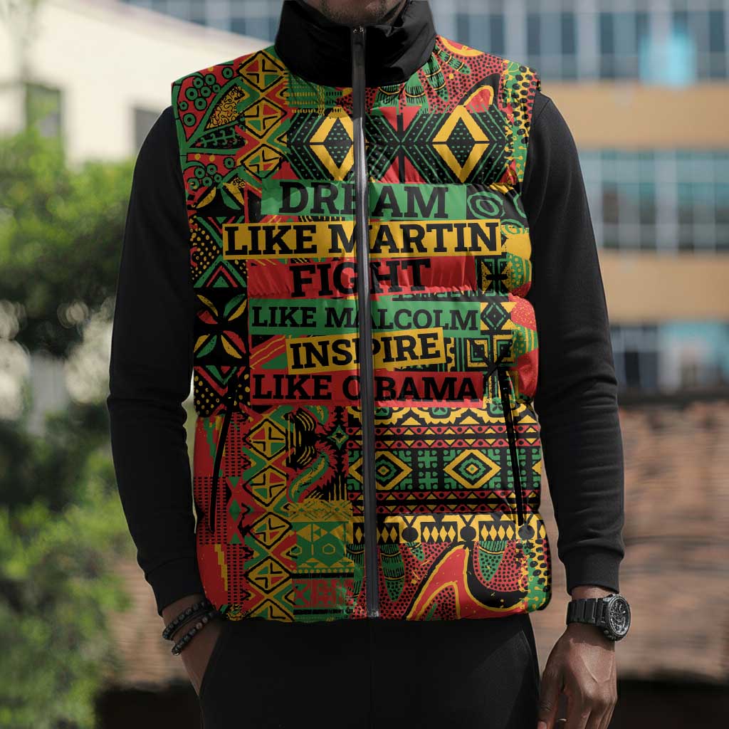 Black History Black Month Dream Like Sleeveless Puffer Jacket