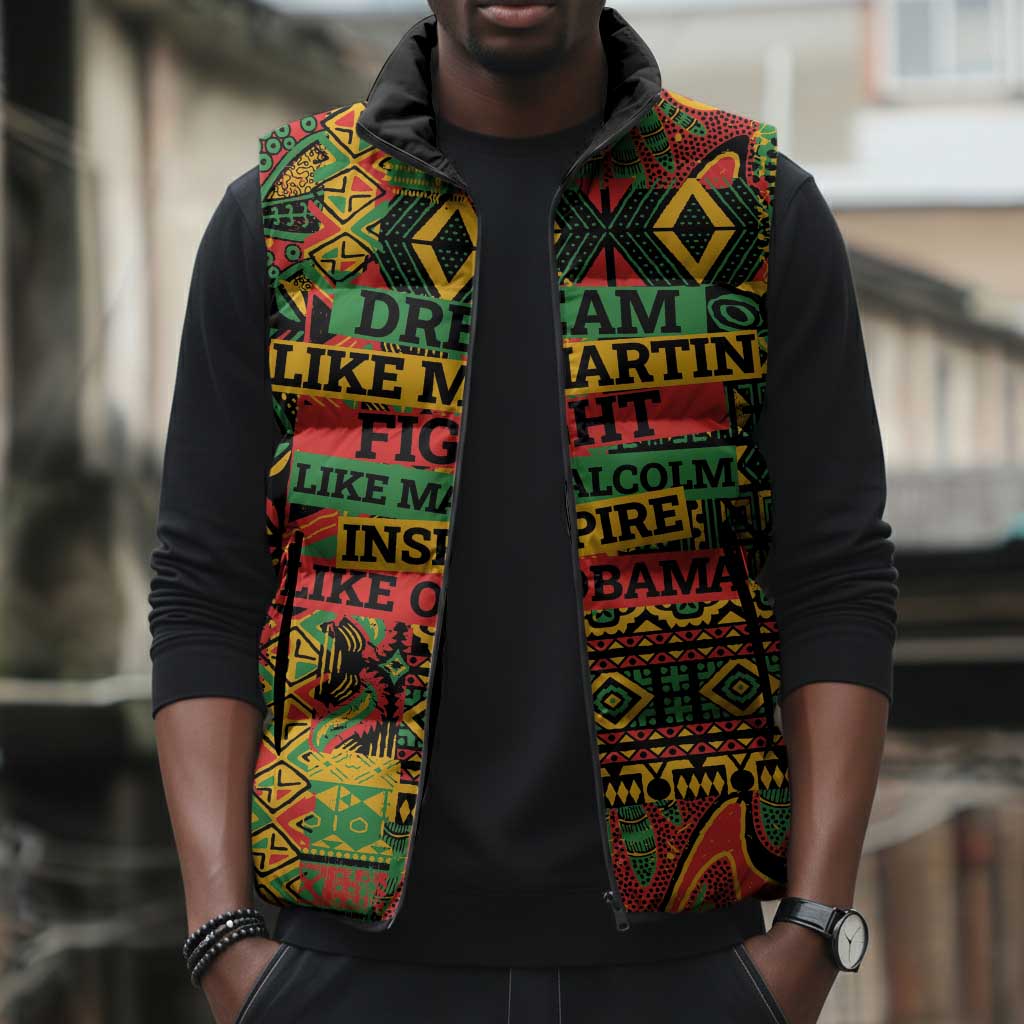 Black History Black Month Dream Like Sleeveless Puffer Jacket