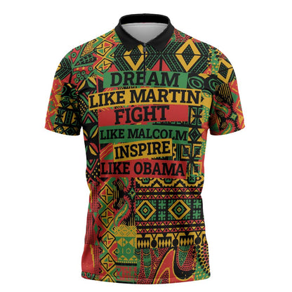 Black History Black Month Dream Like Zipper Polo Shirt