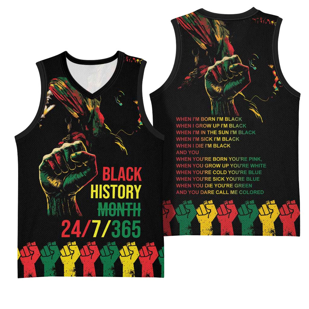 When I'm Born I'm Black Basketball Jersey Black History Black Month LT9