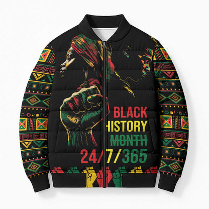 When I'm Born I'm Black Bomber Puffer Jacket Black History Black Month