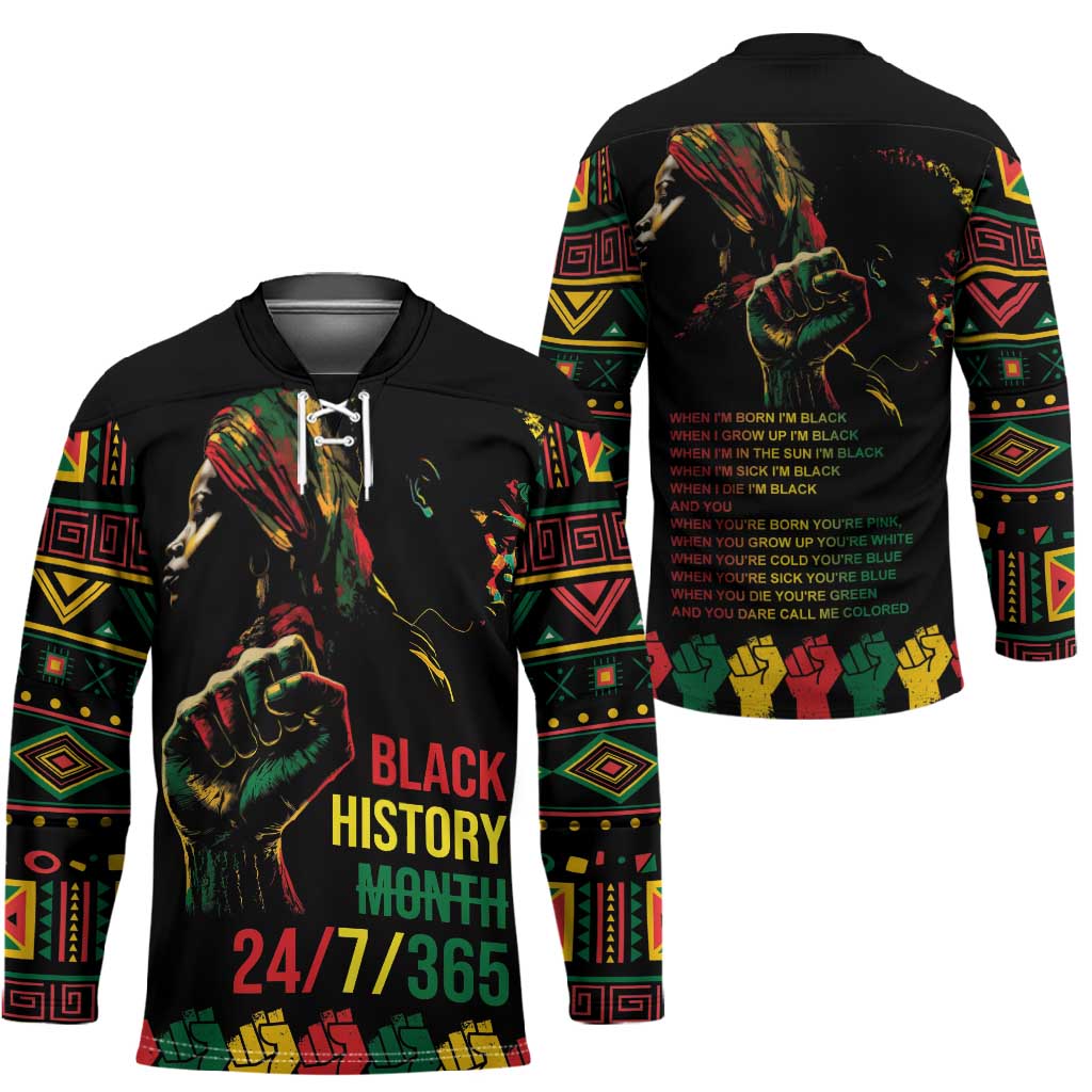 When I'm Born I'm Black Hockey Jersey Black History Black Month