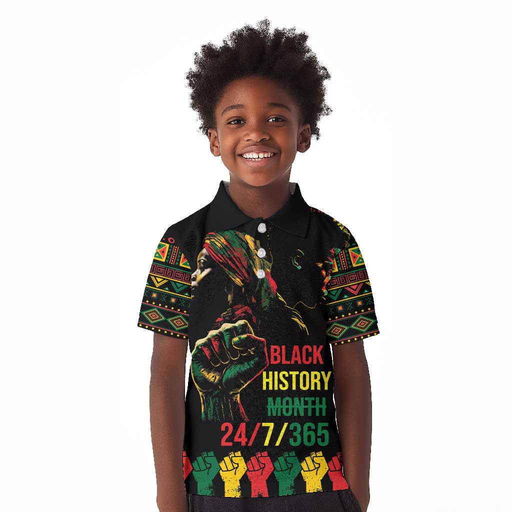 When I'm Born I'm Black Kid Polo Shirt Black History Black Month