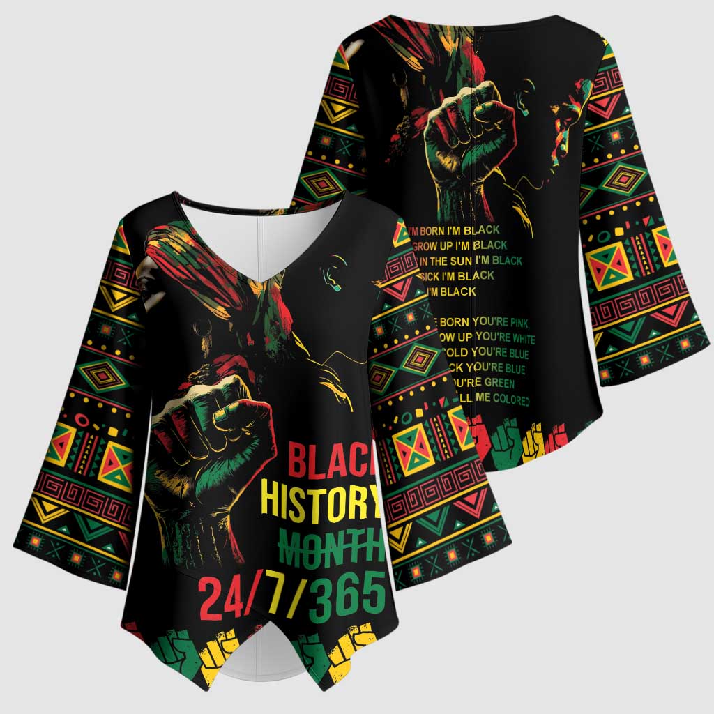 When I'm Born I'm Black Kimono Sleeve Blouse Black History Black Month