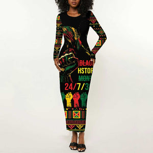 When I'm Born I'm Black Long Sleeve Bodycon Dress Black History Black Month