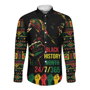 When I'm Born I'm Black Long Sleeve Button Shirt Black History Black Month