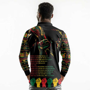 When I'm Born I'm Black Long Sleeve Polo Shirt Black History Black Month