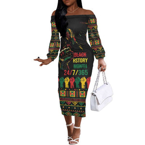 When I'm Born I'm Black Off The Shoulder Long Sleeve Dress Black History Black Month