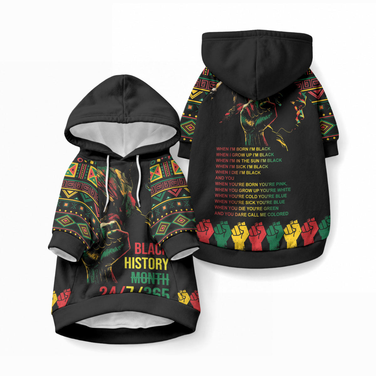 When I'm Born I'm Black Pet Hoodie Black History Black Month