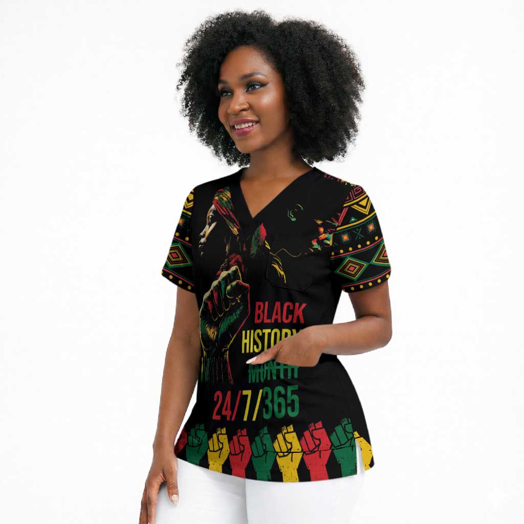 When I'm Born I'm Black Scrub Top Black History Black Month