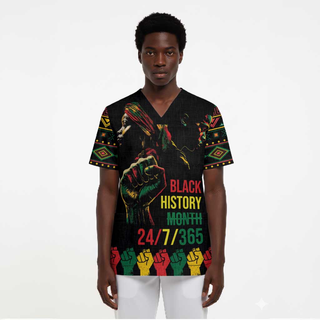 When I'm Born I'm Black Scrub Top Black History Black Month