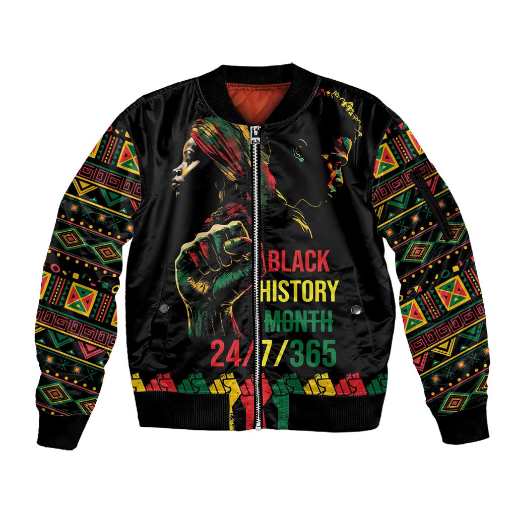 When I'm Born I'm Black Sleeve Zip Bomber Jacket Black History Black Month