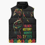 When I'm Born I'm Black Sleeveless Puffer Jacket Black History Black Month