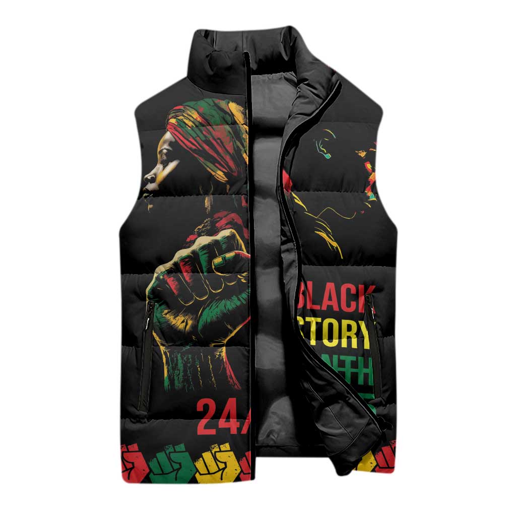 When I'm Born I'm Black Sleeveless Puffer Jacket Black History Black Month