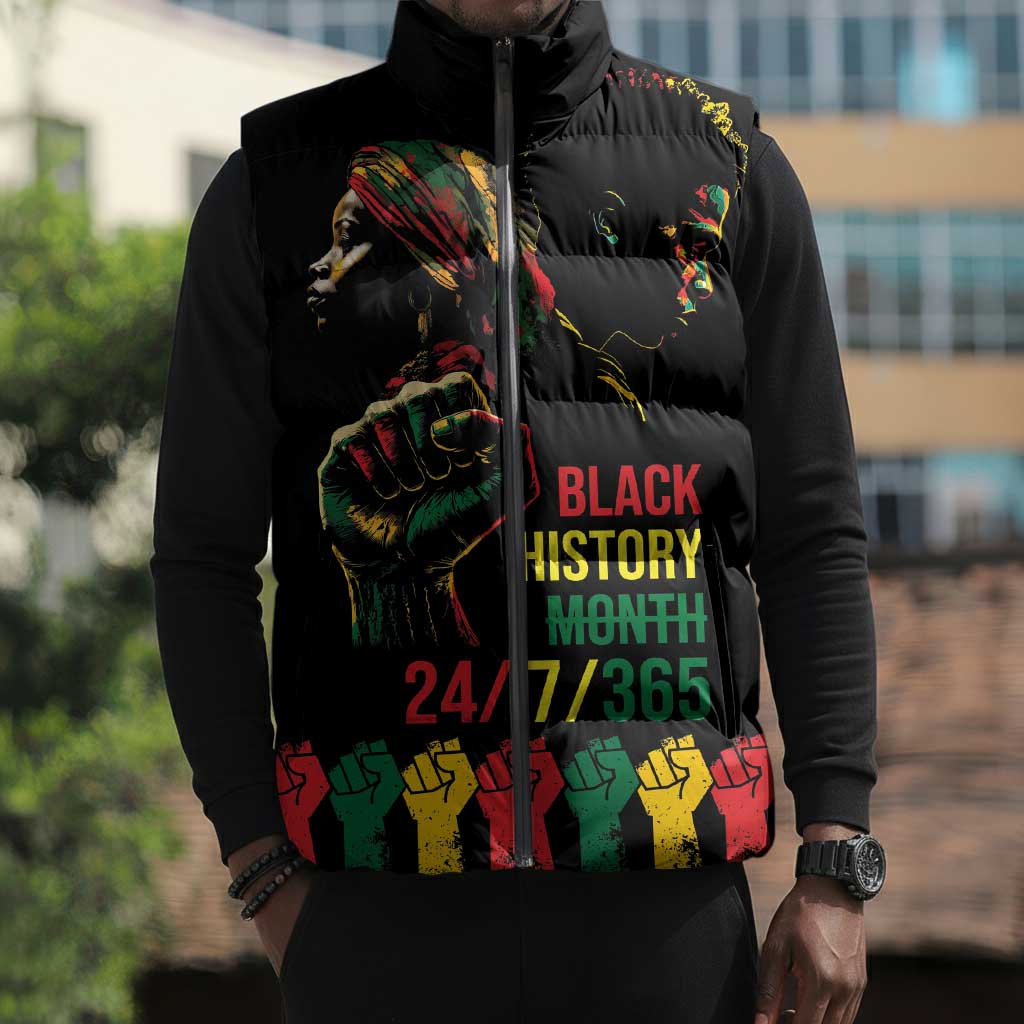 When I'm Born I'm Black Sleeveless Puffer Jacket Black History Black Month