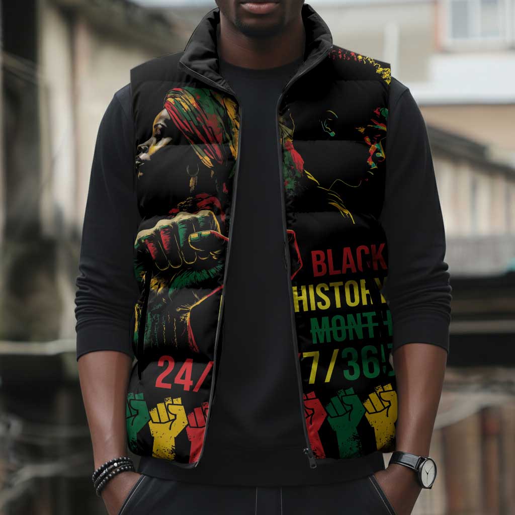 When I'm Born I'm Black Sleeveless Puffer Jacket Black History Black Month