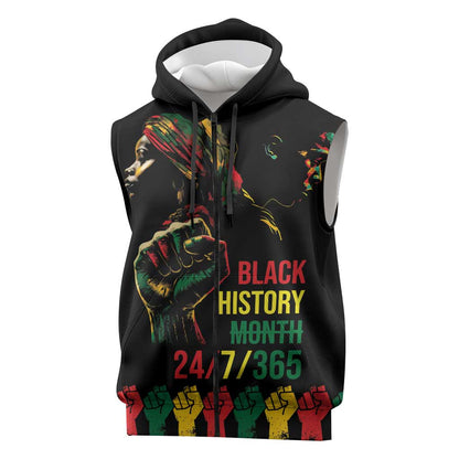 When I'm Born I'm Black Sleeveless Zip Hoodie Black History Black Month - African Pride