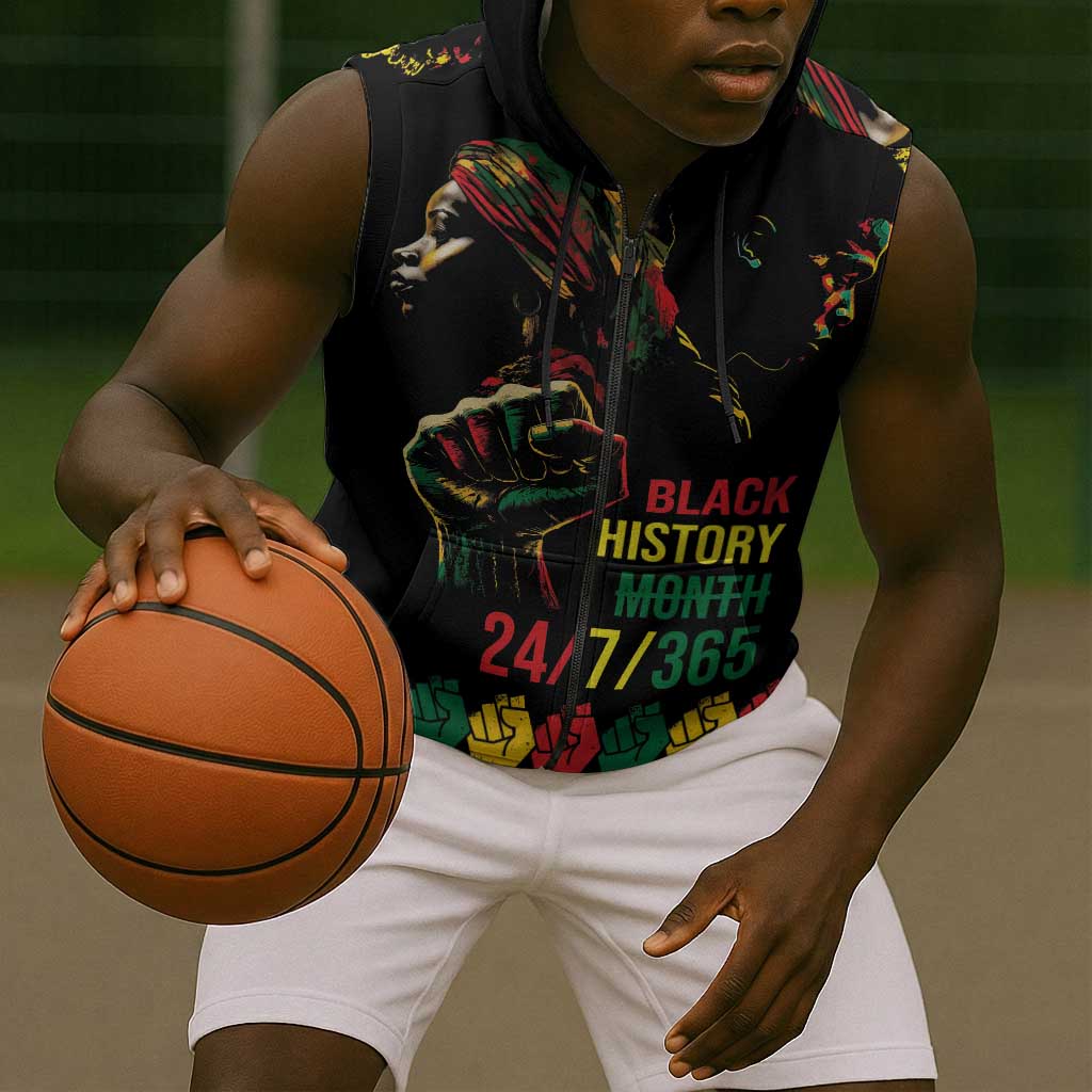 When I'm Born I'm Black Sleeveless Zip Hoodie Black History Black Month - African Pride