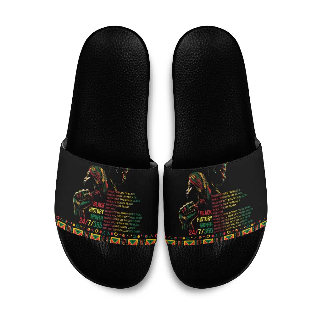 When I'm Born I'm Black Slide Sandals Black History Black Month