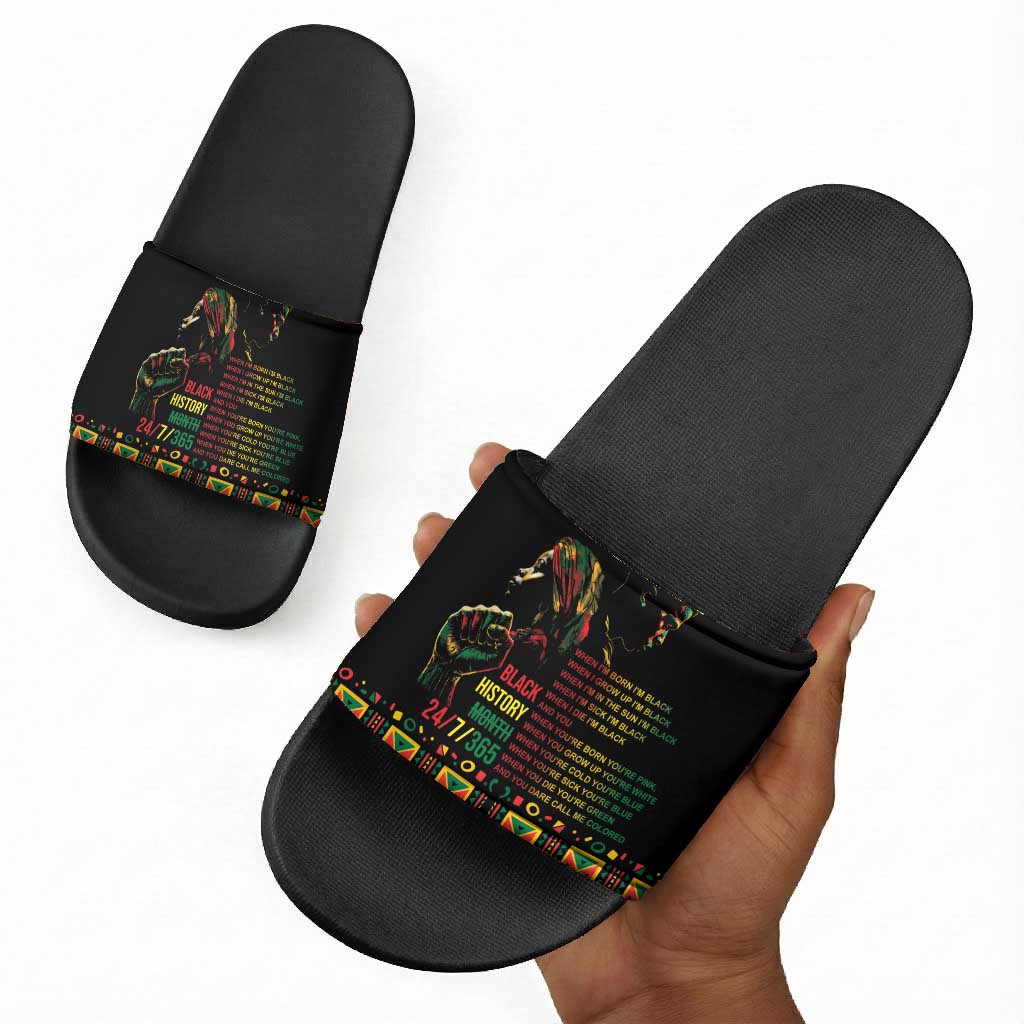 When I'm Born I'm Black Slide Sandals Black History Black Month