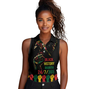 When I'm Born I'm Black Women Sleeveless Polo Shirt Black History Black Month